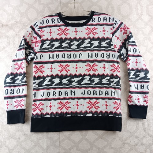 Air Jordan Jumpman Sweater Youth Large White Fair Isle Christmas Ugly Holiday - Bild 8 von 9