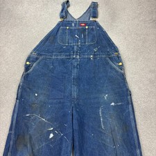 Dickies Dungarees Adult 44x34 Blue Overalls Bib Denim Workwear Carpenter Men