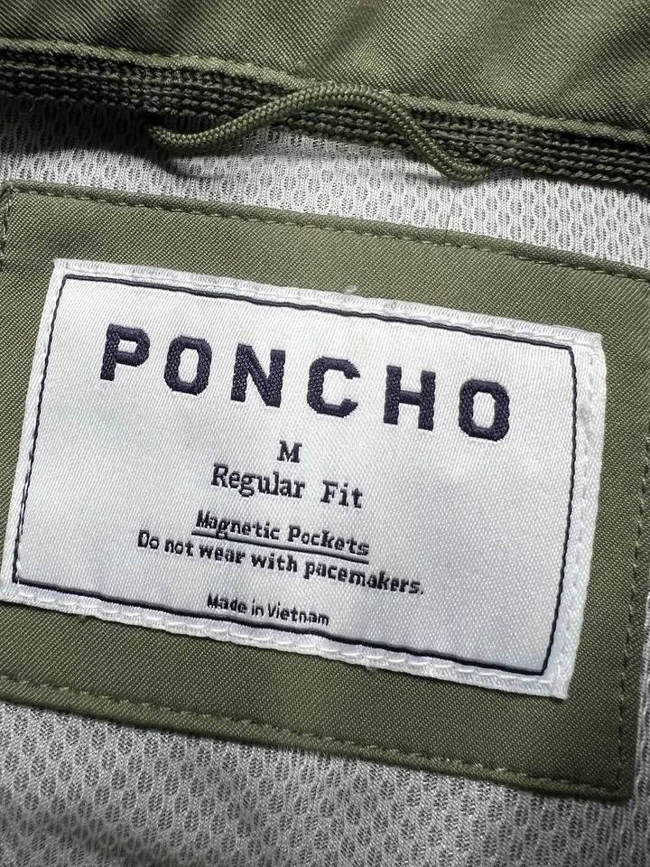 Poncho Shirt Mens Medium Green Nylon Stretch Magnetic Pockets Fishing Outdoor - Image 4 of 4