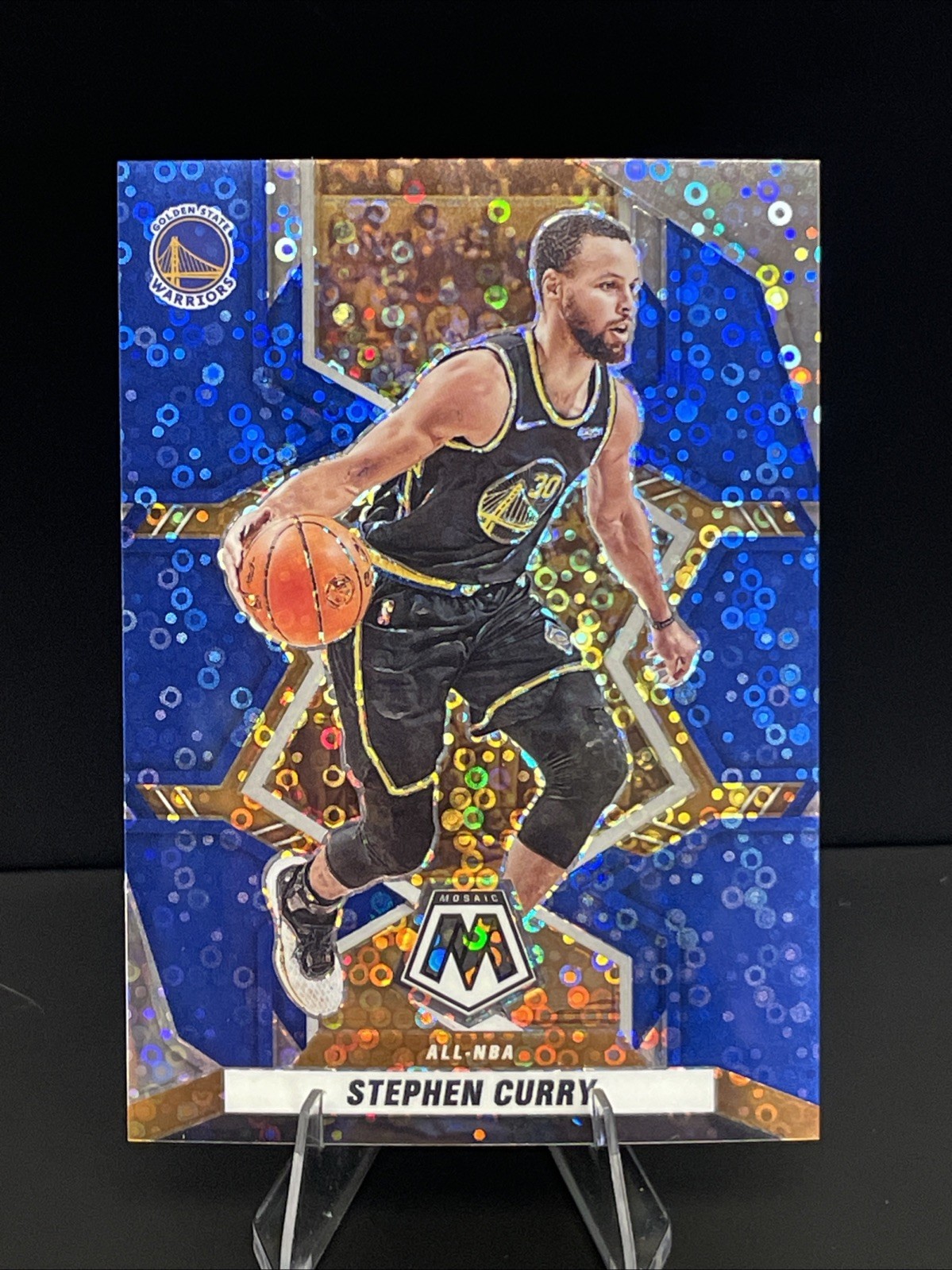 Stephen Curry 2021-22 Panini Mosaic Fast Break Blue Disco /85 #284 Warriors