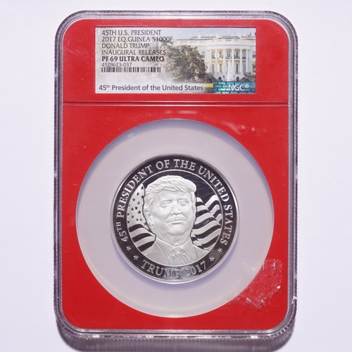 2017 Equatorial Guinea 1000 Francos Silver Donald Trump NGC PF69 Ultra Cameo IR