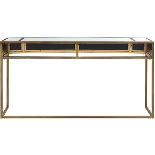 Uttermost 25286 Reflect Console Table Brushed Aged Gold and Mirrored Accents - Picture 4 of 8