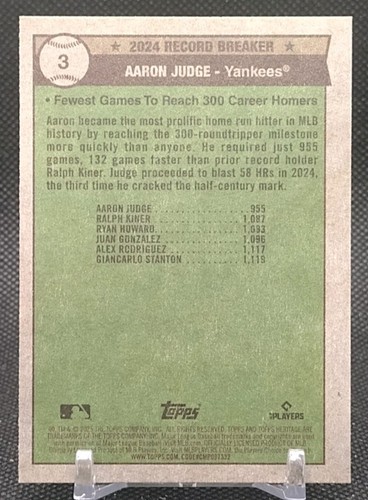 Aaron Judge 2025 Topps Heritage #3 New York Yankees Record Breaker - Picture 2 of 6