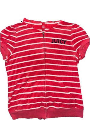 Juicy Couture House Of Juicy Terry Cloth Zip Hoodie Coral Striped Y2K Size L