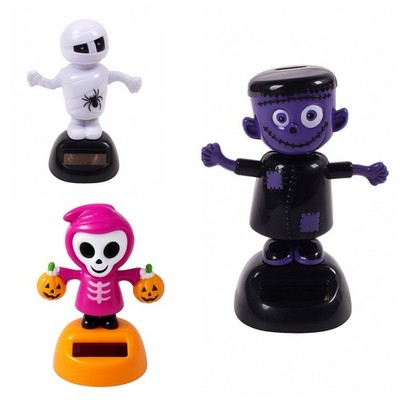 3er Set Solar Wackelfiguren Halloween Dekoration Solarfigur Deko Skelett Mumie