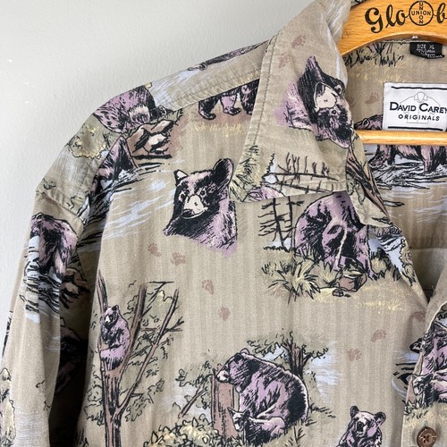 David Carey Originals Shirt Mens XL Woodland Bear Print Wildlife Outdoors - Picture 3 of 7