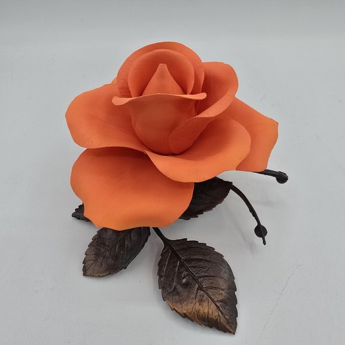 Boehm Porcelain TROPICANA ROSE ON BRONZE Porcelain Coral Flower MINOR FLAW - Picture 5 of 16