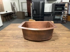 25" Copper Kitchen Sink Hammered Single Basin 9" Depth 16 Gauge