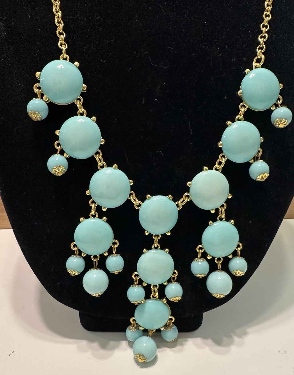 turquoise bubble statement Bib necklace Layered S… - image 2