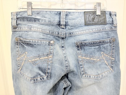 Wrangler Rock 47 Jeans Mens 33x34 Blue Dark Wash Slim Boot Western - Picture 4 of 5
