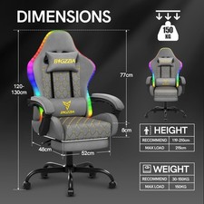 High Back RGB Gaming Chair with LED Lights & Ergonomic Computer Footrest Chair