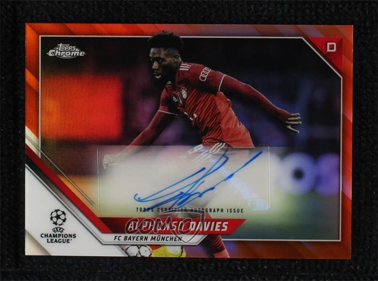 2021-22 Topps Chrome UCL Orange Refractor 12/25 Alphonso Davies #CA-AD Auto 0c3