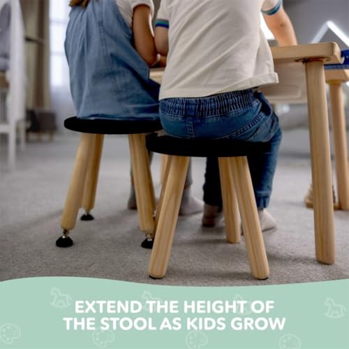 Wooden Step Stool for Kids and Toddlers - Set of 2 - Black - Extendable Legs - Picture 5 of 7