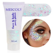 White Body Glitter Gel for Face Hair Rave Festival Makeup Kids Women Half