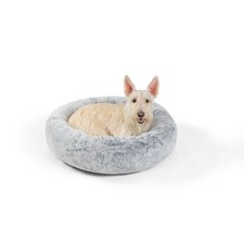 Best Friends by Sheri SnuggleSoft Faux Fur Calming Donut Bed for Dogs, Gray