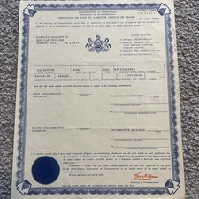 Ford SDN PA 1964 certificat véhicule automobile titre voiture classique ancienne