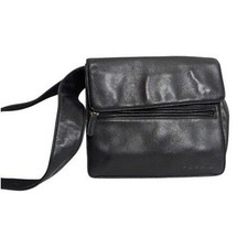 Fossil Black Leather Crossbody Bag Magnetic Close Vintage Zipper Minimal