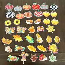 Fall Themed Iron On Embroidered Patches Lot of 39 Pcs Autumn Pumpkin Leaves NEW