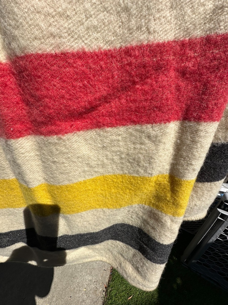 Vtg Early's Witney 4 Point Wool Blanket 74x84 Multicolor Striped