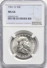 1961 D Franklin Half Dollar NGC MS64 50c Silver US Mint