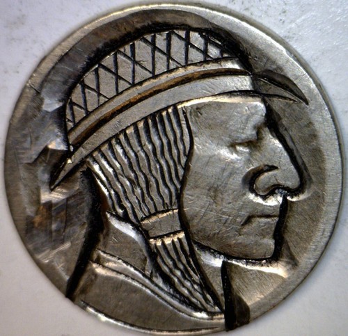 1920 - 1930 's HOBO Buffalo Nickel Coin ~ NICE Hand Carved LOT #C19 FREE SHIP