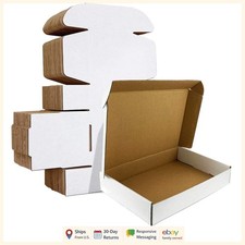 12x9x3 Inch Mailing Boxes, Set of 20 White Corrugated Cardboard Containers