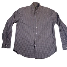 J. Crew Mercantile Flex Button Down Shirt Men's L Blue Orange Check Long Sleeve