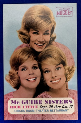 Vintage 1964 John Ascuaga's Nugget McGuire Sisters Sparks Nevada Postcard 2