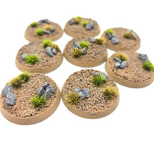 Set of 8 Rocky Desert Custom Painted 25mm 32mm Bases DnD 28mm Warhammer 40k