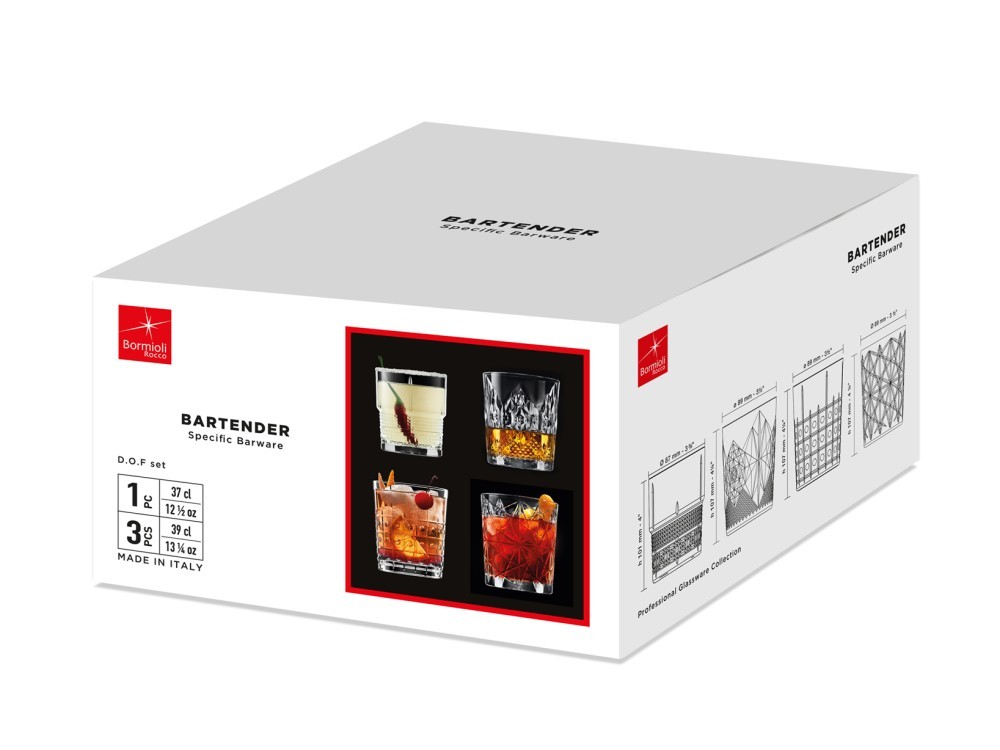 Bormioli Rocco Set Of 4 Assorted Dof Glasses