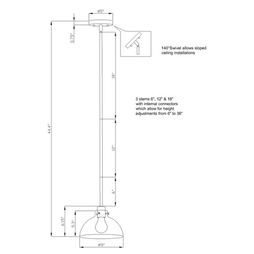 Forte Lighting 2734-01 Della 9"W Mini Pendant - Black and Brushed Nickel - Picture 2 of 3