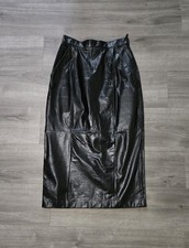 Vintage Wilsons Leather  Suede Black Full Length Leather Skirt Size 10 90  s