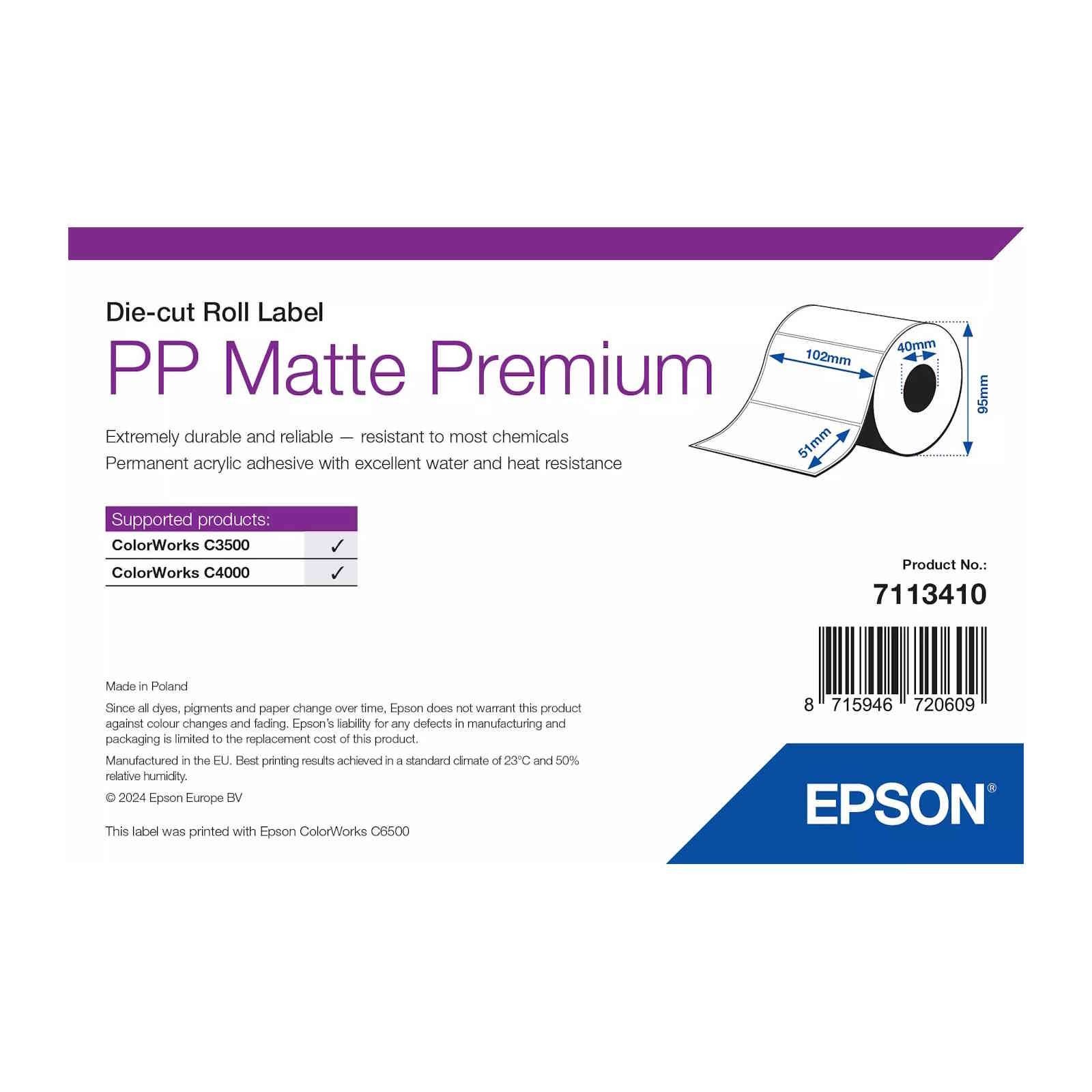 Epson White Pp Matte Label Premium. Die-Cut Roll. 102Mm X 51Mm. 535 Labels - Image 4