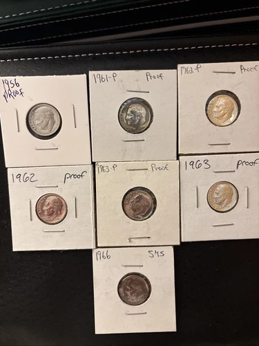 Lot Of 7 - Mixed Date Roosevelt Dimes, Proof, 6-90% 1 40% Silver