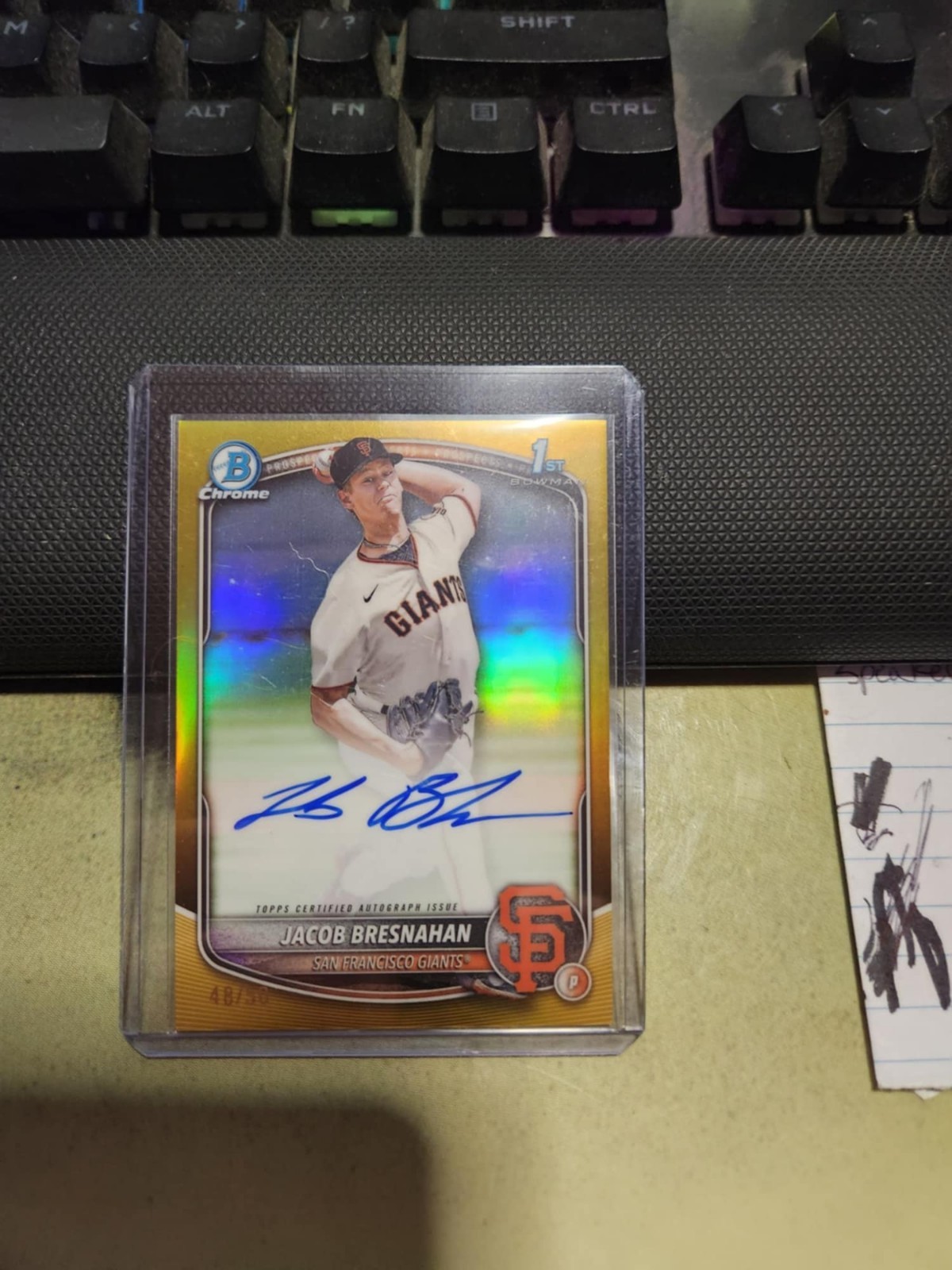 2025 Bowman #CPA-JBR Jacob Bresnahan Chrome Prospect Auto Gold Refractor #/50