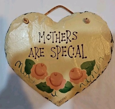 Vintage Plain Jane Handmade Slate Mother's Are Special Hanging Sign Plaque