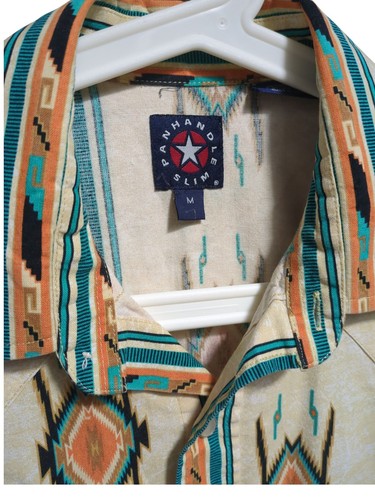 Panhandle Slim Western Pearl Snap Aztec Shirt Double Front Pocket Medium - Picture 3 of 8