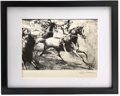 LEROY NEIMAN ''Daily Double'' Plate Signed Framed Horse Racing Sports Art Print