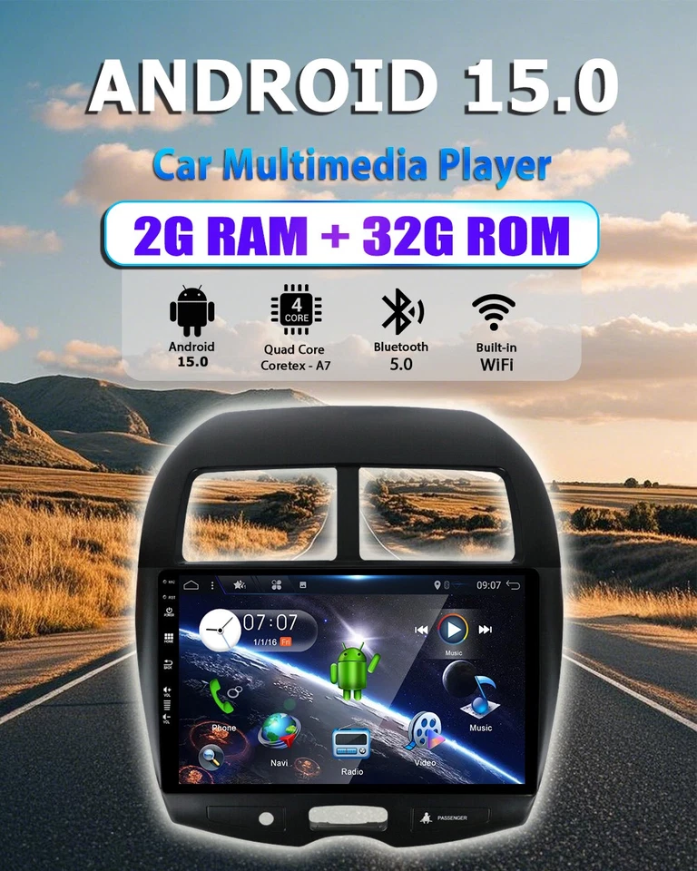 10.1'' Für Mitsubishi ASX 2010-17 Autoradio Android 15 CarPlay Navi DAB+GPS 32GB - Bild 3 von 4