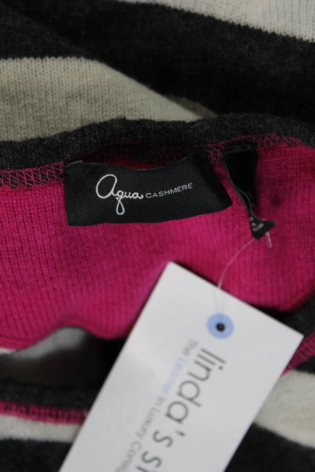 Cárdigan Aqua para mujer a rayas mezcla de cachemir botones cuello redondo talla XS Foto 4 de 4