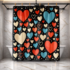 Trendy Bathroom Decor Colorful Heart Shower Curtain 72x72 Polyester Fabric