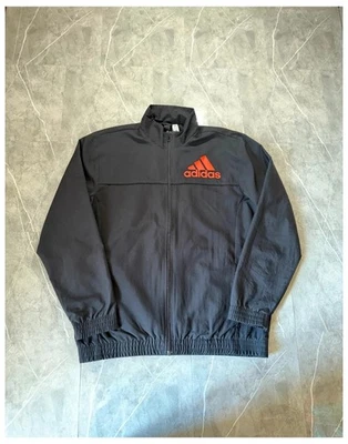 Veste Vintage Adidas Coupe Vent, Sport Full Zip, Noir & Logo Rouge, Doublure - Photo 1/4