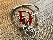 Rare Christian Dior Red Logo Heart Dangle Rin...