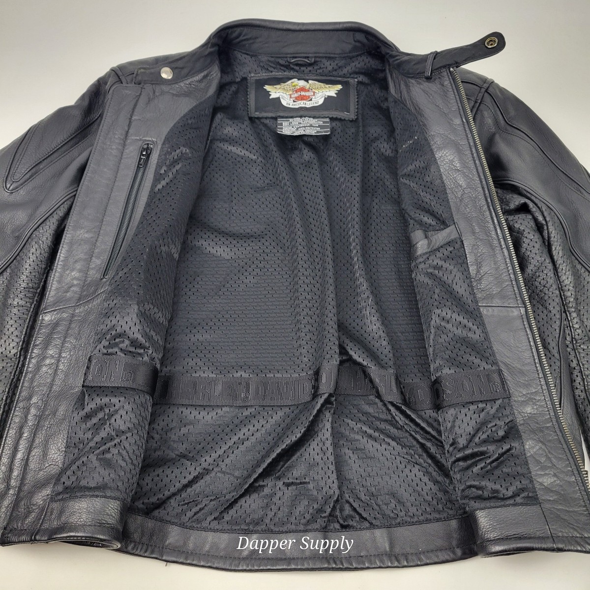 Harley Davidson Men's Black Leather Jacket RN103819 CA03402 Sz