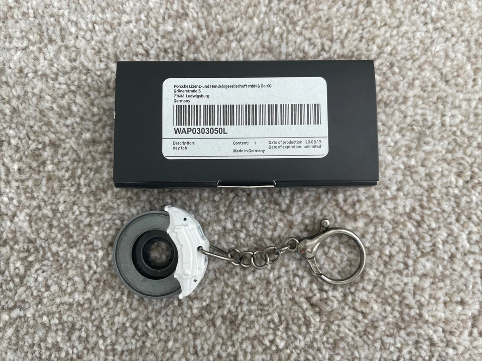 PORSCHE Keychain White Brake Caliper 911 GT3 GT2 GT4 Spyder Key Ring Fob - Image 2 of 2