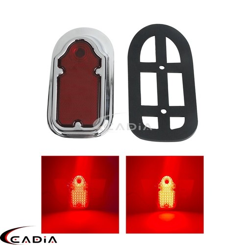 12V Motorcycle Metal Chrome Red Tombstone Brake Tail Light For Harley Cafe Racer - Picture 8 of 10