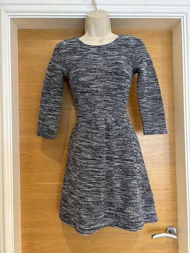 Topshop Ladies Black Mottled Thick Waisted Jumper Dress Size Small 6 34in Chest - Picture 3 of 5