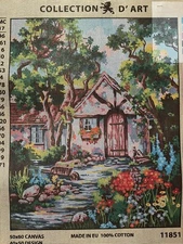 Printed needlepoint Tapestry Gobelin 50x60 Cm Cottage Canvas Only