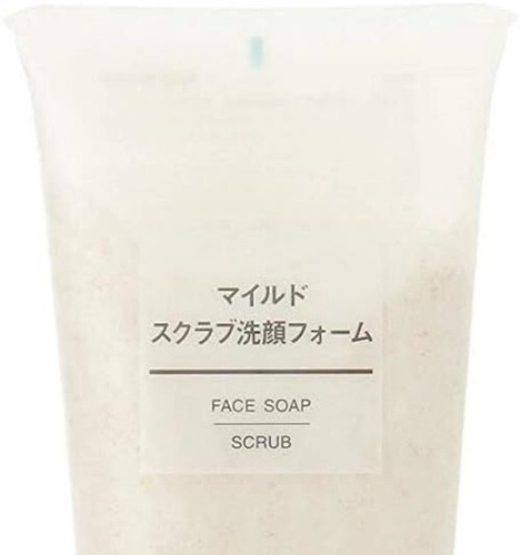 MUJI Face Soap scrub 200g mild scrub facial wash foam Japan import - Picture 2 of 3
