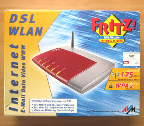FRITZ!BOX SL WLAN Router Modem Netzwerk Wireless Funktechnologie Internet OVP - Bild 1 von 5